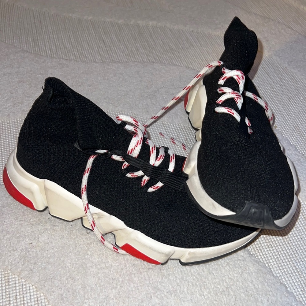 Balenciaga Speed Lace-Up Sneaker Black & Red